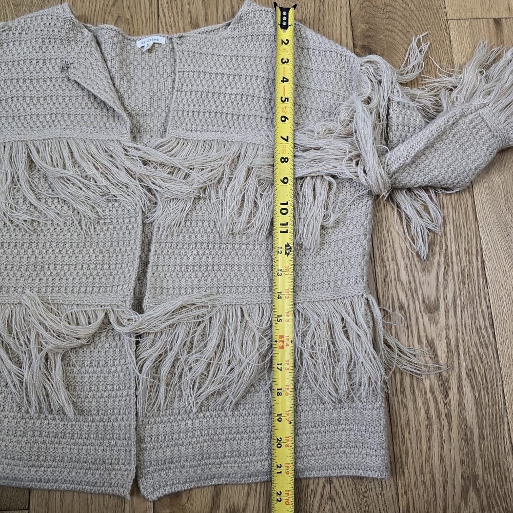 En Creme Fringe Detail Beige Sweater Cardigan Medium - Picture 10 of 10